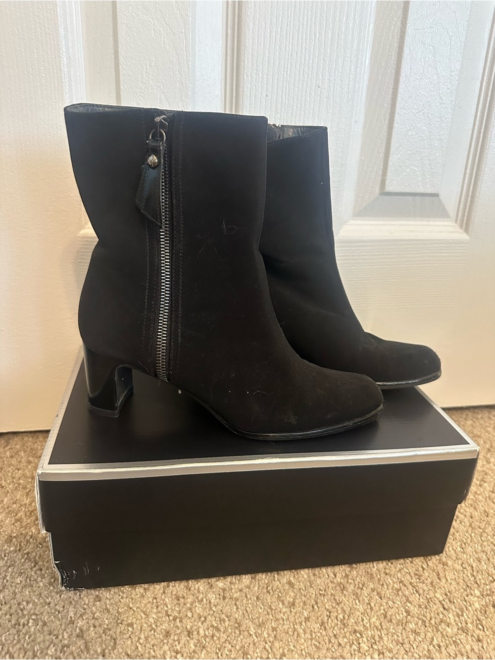 Stuart Weitzman Black Suede Ankle Boots